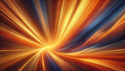 Obraz premium A vibrant abstract image with diagonal, flowing, warm orange and yellowish rays of light, creating a sunlit, soft-focus effect and a subtle gradient of color intensity, mimicking a diagonal sunburst r
