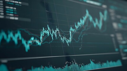 Abstract Teal Stock Market Chart Financial Data Visualization Interface