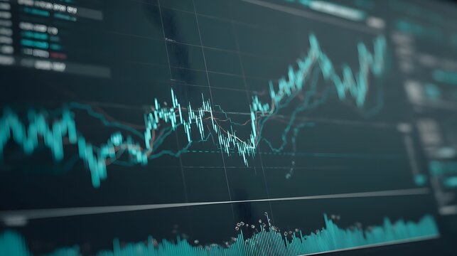 Abstract Teal Stock Market Chart Financial Data Visualization Interface