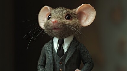 A rat dressed in a neat suit.