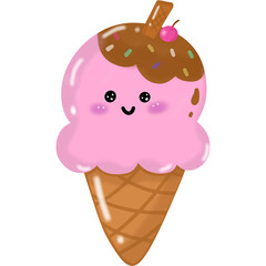 Cute cartoon ice cream