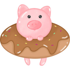 Pink pig in a float ring