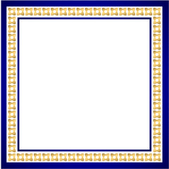 blue gold square frame border abstract