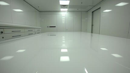 Immaculate Cleanroom Environment Featuring Polished Surfaces and Advanced Equipment
