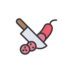 Slice chili colored icons, minimalist vector illustration ,simple transparent graphic element .Isolated on white background