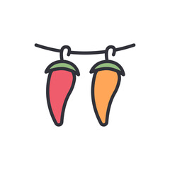Chili colored icons, minimalist vector illustration ,simple transparent graphic element .Isolated on white background