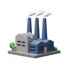 3D Illuminated Industrial Factory at Night Manufacturing Plant Production Site Industrial Complex Night Scene Emission Urban Industry