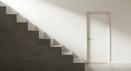 Fototapeta premium concrete ledder to door in light room