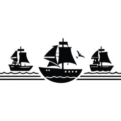 Sea ship logo icon Silhouette Vector Design.
