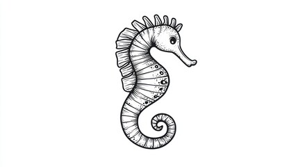 Fototapeta premium Seahorse drawing on white; illustration for books, art, prints, web decoration