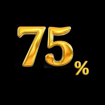 Number 75 is gold on a black background