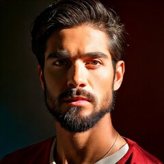 Obraz premium A colorful portrait of a person exuding mystery. Soft shadows and highlights accentuate their face.