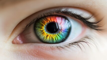 Fototapeta premium Vibrant Rainbow Eye Macro Photography Closeup