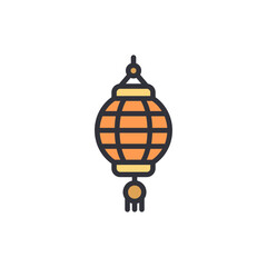 Chinese lantern colored icons, minimalist vector illustration ,simple transparent graphic element .Isolated on white background