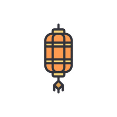 Chinese lantern colored icons, minimalist vector illustration ,simple transparent graphic element .Isolated on white background