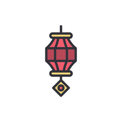 Chinese lantern colored icons, minimalist vector illustration ,simple transparent graphic element .Isolated on white background