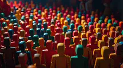 Obraz premium Dense crowd of colorful miniature figures.