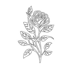 Minimalist Rose Vector Line Art Illustration