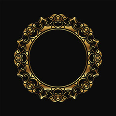 ornamental gold round frame, logo and text decoration