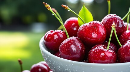 Juicy Cherries in Bowl, Summer Fruit - Healthy eating