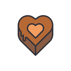 Love chocolate colored icons, minimalist vector illustration ,simple transparent graphic element .Isolated on white background