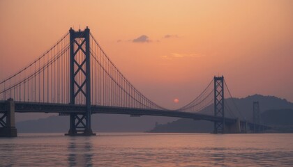 Obraz premium Richmond-San Rafael Bridge Sunset Panorama