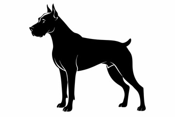 boxer dog sihouette black vector
