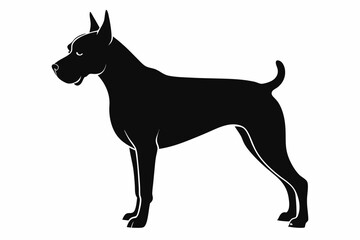 boxer dog sihouette black vector