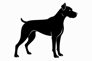 boxer dog sihouette black vector