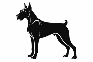 boxer dog sihouette black vector