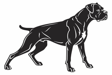 boxer dog sihouette black vector
