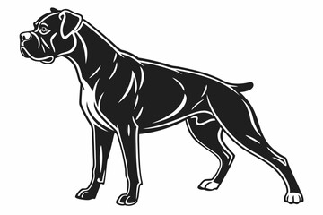 boxer dog sihouette black vector
