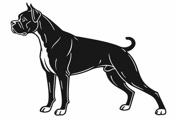boxer dog sihouette black vector