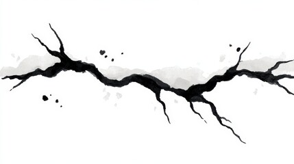 Obraz premium Abstract Black Ink Crack Grunge Texture Watercolor Design Element Minimalist Art