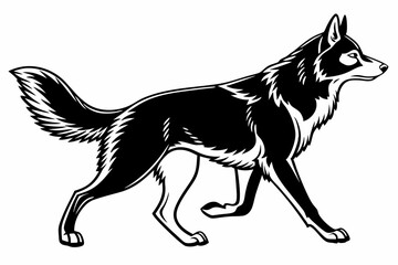 siberian husky sihouette black vector