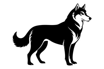 siberian husky sihouette black vector