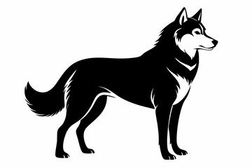 siberian husky sihouette black vector