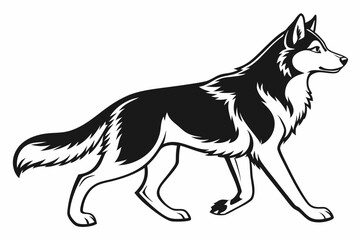 siberian husky sihouette black vector
