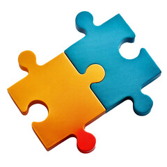 Obraz premium Two puzzles that are connected to each other, isolated on transparent background