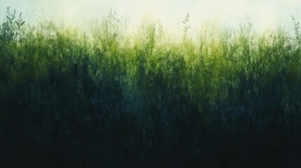 Obraz premium Verdant meadow stretches into a hazy horizon.