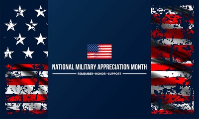 National military appreciation month concept design with US flag 