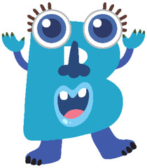Playful Blue Monster Letter B Illustration