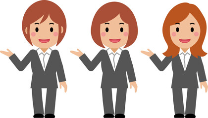 こちら、と笑顔のグレースーツの若い女性