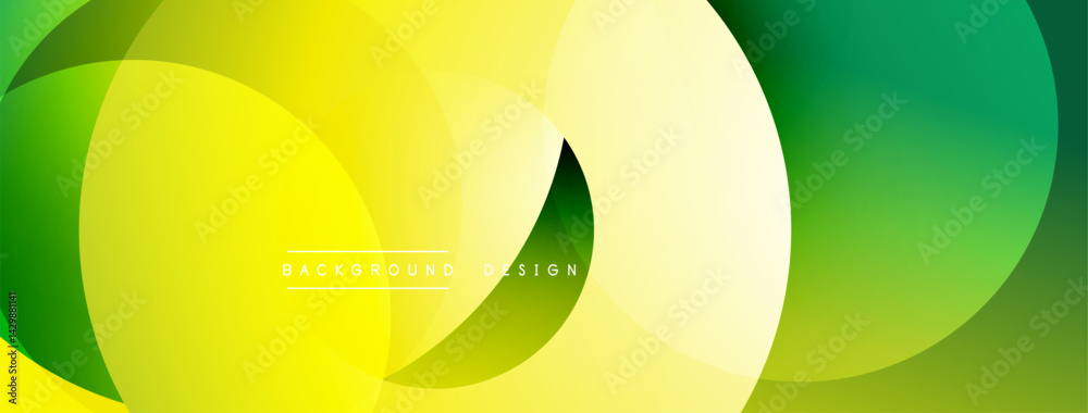 Fototapete abstract background features overlapping circles. yellow, green hues create vibrant, modern visual e