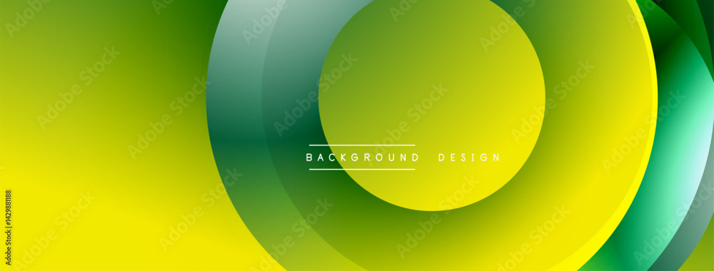 Aufkleber Abstract green yellow layers create dynamic circular design. Modern background suitable for presentations, websites.