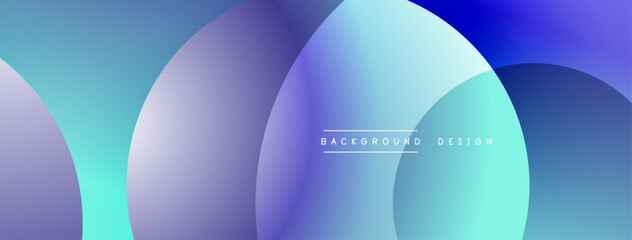 Abstract background features overlapping circles. Gradient shades of blue, turquoise create modern aesthetic. Minimalist design, smooth transitions.