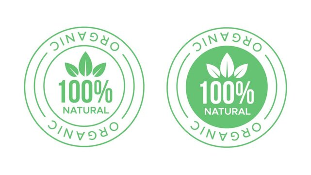 100 Percent Organic Natural Product Badge Logo Animation on White Background Eco Friendly Certification Loop for Food and Wellness Branding