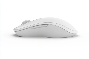 Wireless computer mouse, presented in a side profile view, showcasing its sleek design.