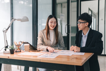 Modern office teamwork engaging viewpoints in a collaborative business meeting environment