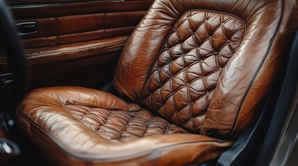 Obraz premium vintage leather car seat interior classic retro automotive design